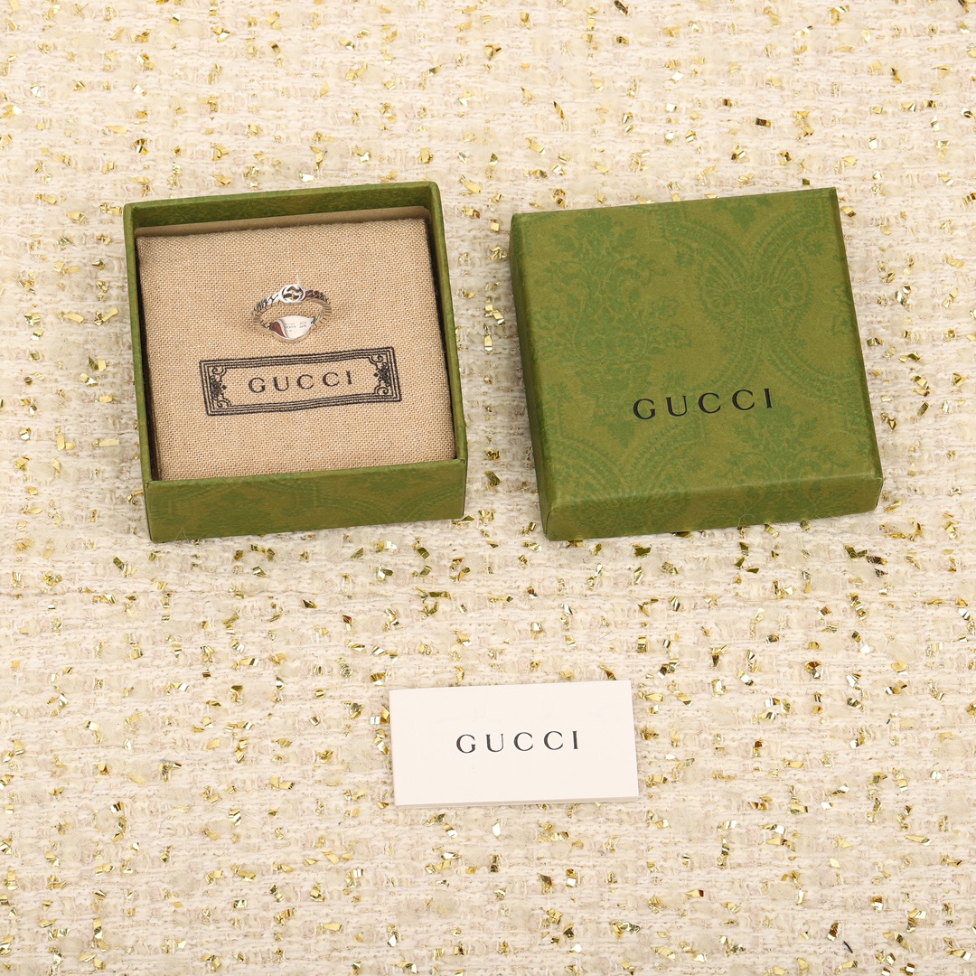 TOP GUCCI Running GG Ring -Sliver