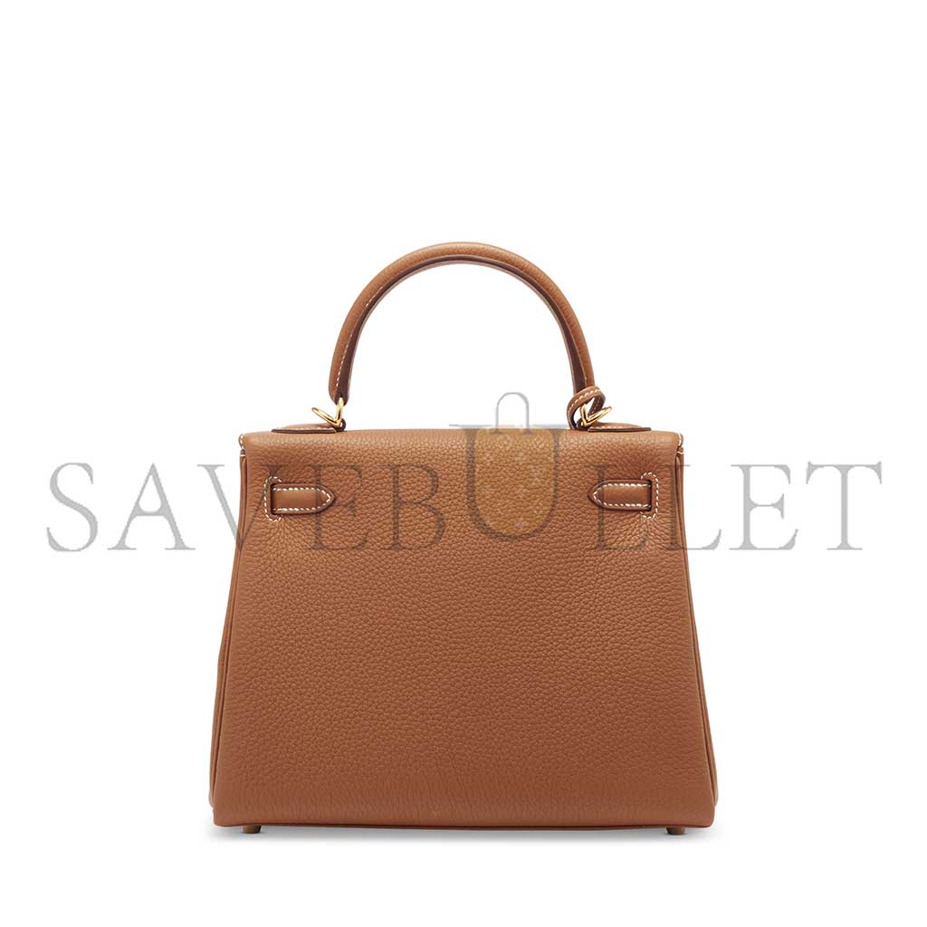 HERMÈS A GOLD TOGO LEATHER RETOURNÉ KELLY 25 WITH GOLD HARDWARE (25*17*7cm)