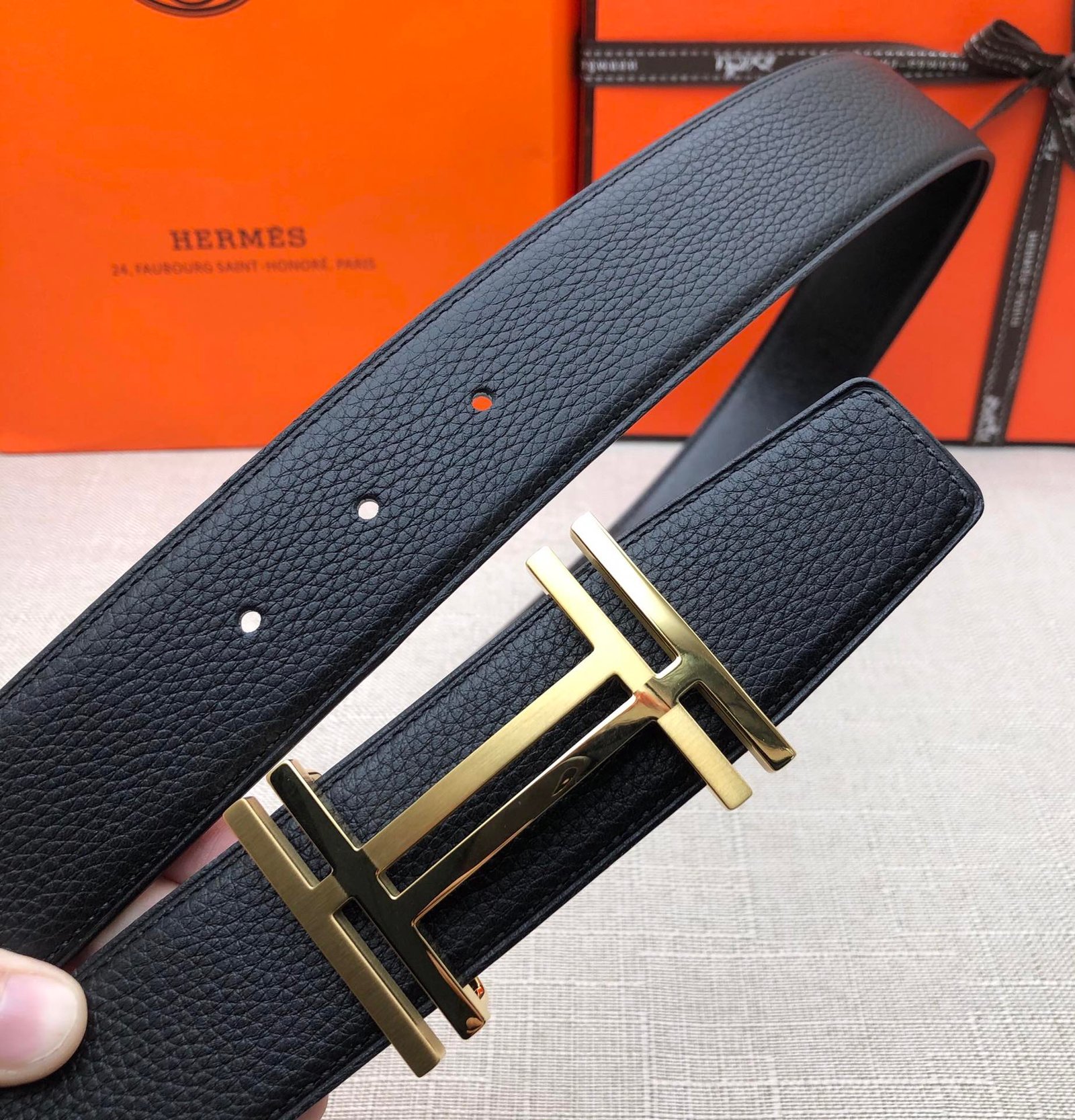 Hermès H Belt Buckle & Reversible Black For Women, Women Belt 380MM