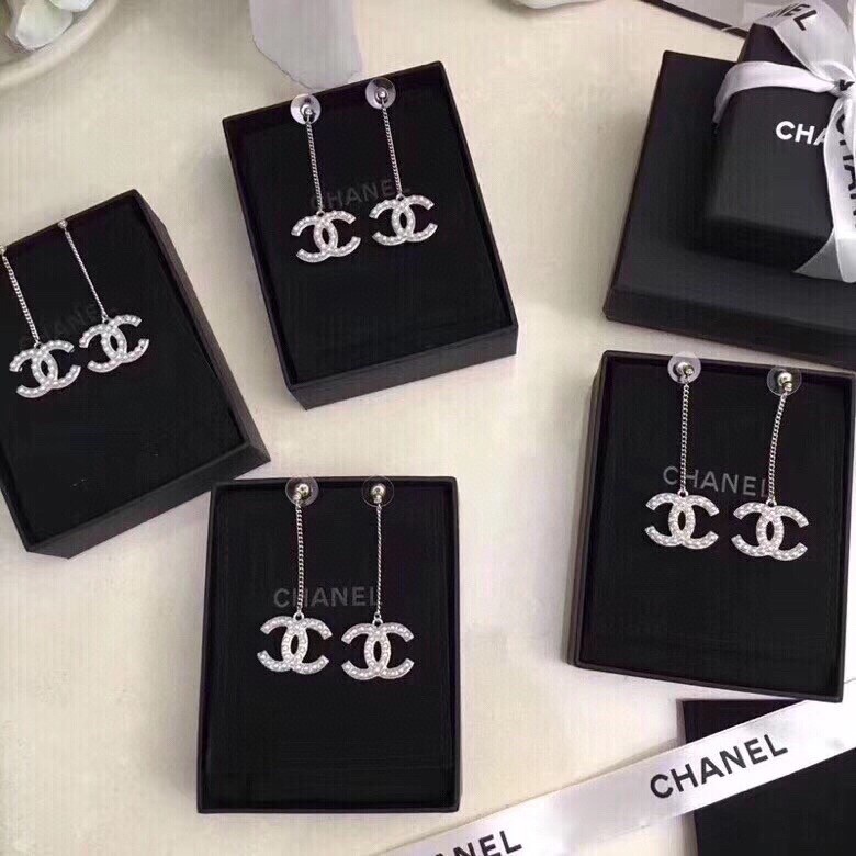 TOP CHANEL Double C Double Sided Tassel Stud Earrings
