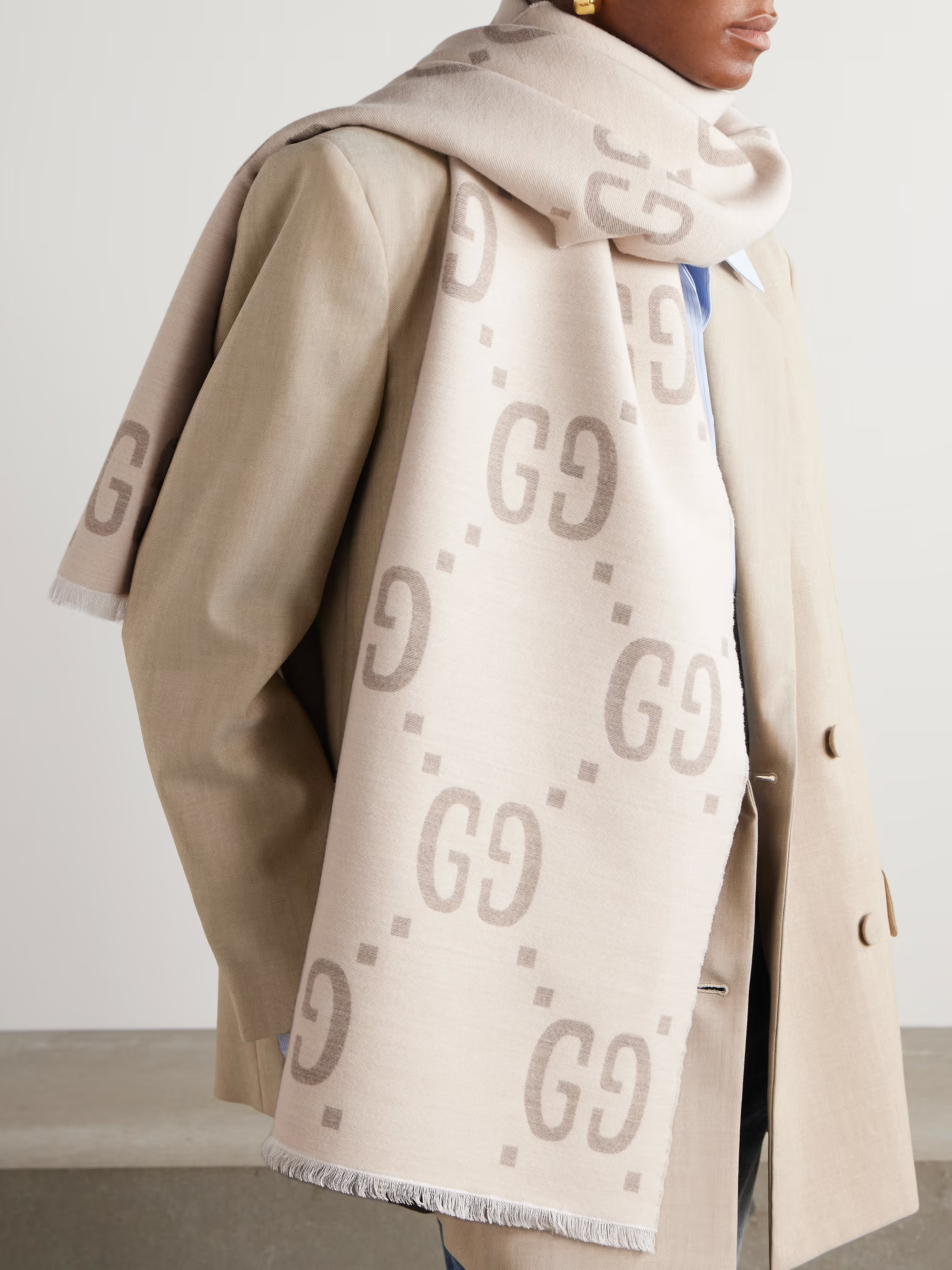 TOP GUCCI Cashmere Scarf 190cm*35cm - Khaki