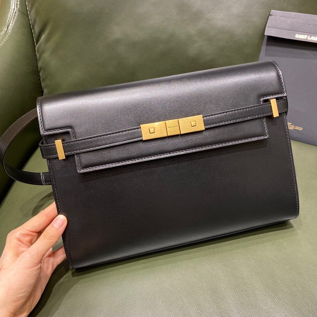 TOP Yves Saint Laurent YSL Manhattan Medium Shoulder Bag - Black