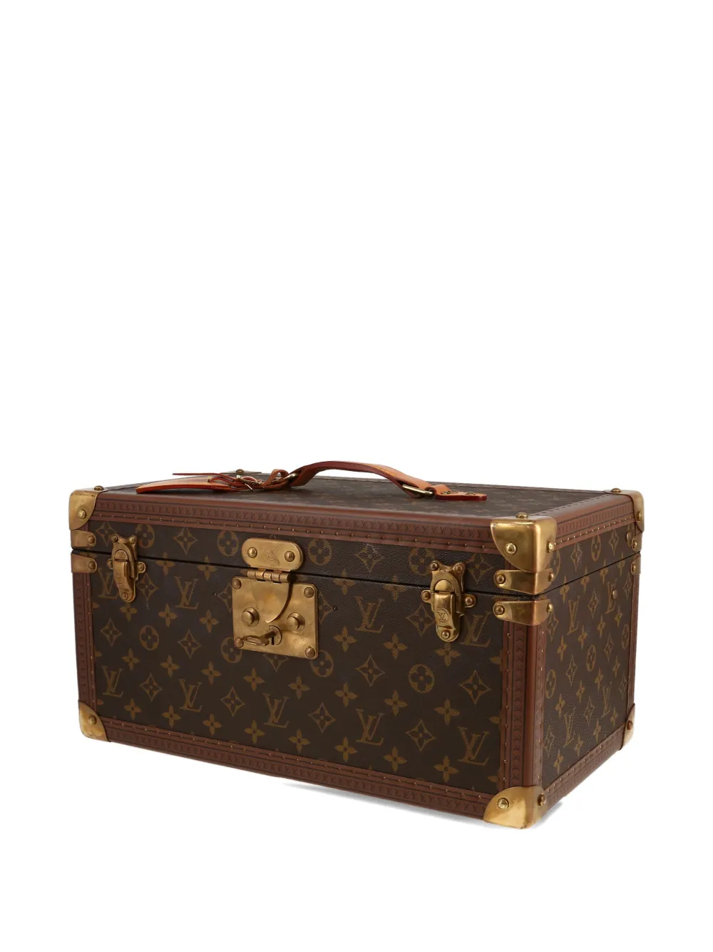 TOP Louis Vuitton LV MONOGRAM CANVAS BOITE BOUTEILLES TRUNK WITH BRASS HARDWARE 40 x 20 x 22 cm - Brown