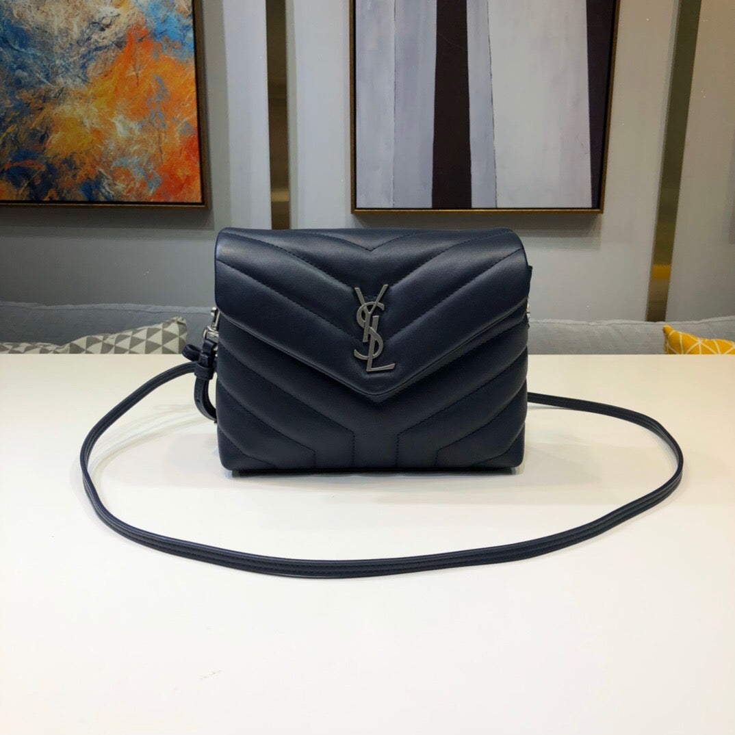 TOP Yves Saint Laurent YSL Loulou Toy Bag - Navy Blue SHW