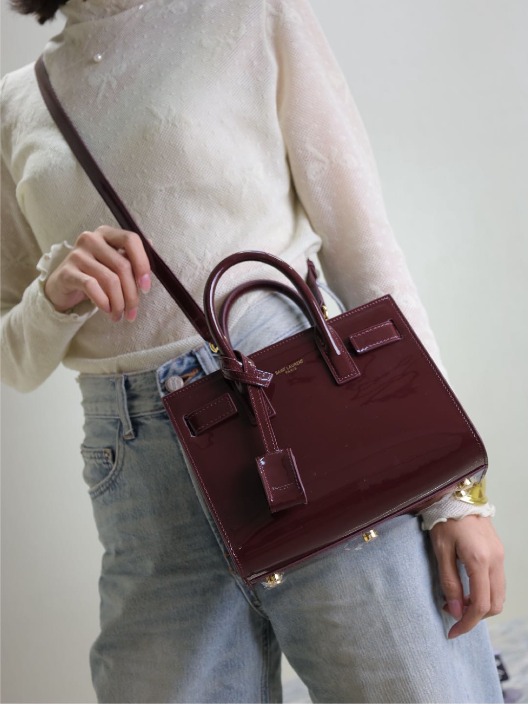 TOP Yves Saint Laurent YSL Sac De Jour Patent Leather Bag 22x18x10.5cm- 3 Colors