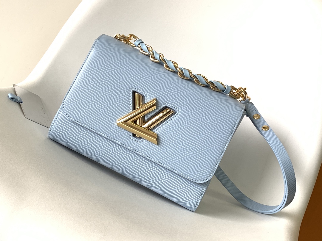 TOP Louis Vuitton LV Twist MM Bag Epi Leather 23 x 17 x 9.5 cm - Blue