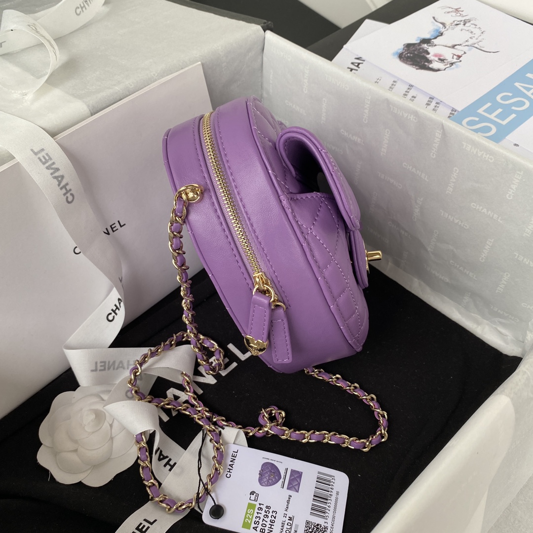 TOP CHANEL Love Bag 16.5×18×6.5cm - GHW - Purple