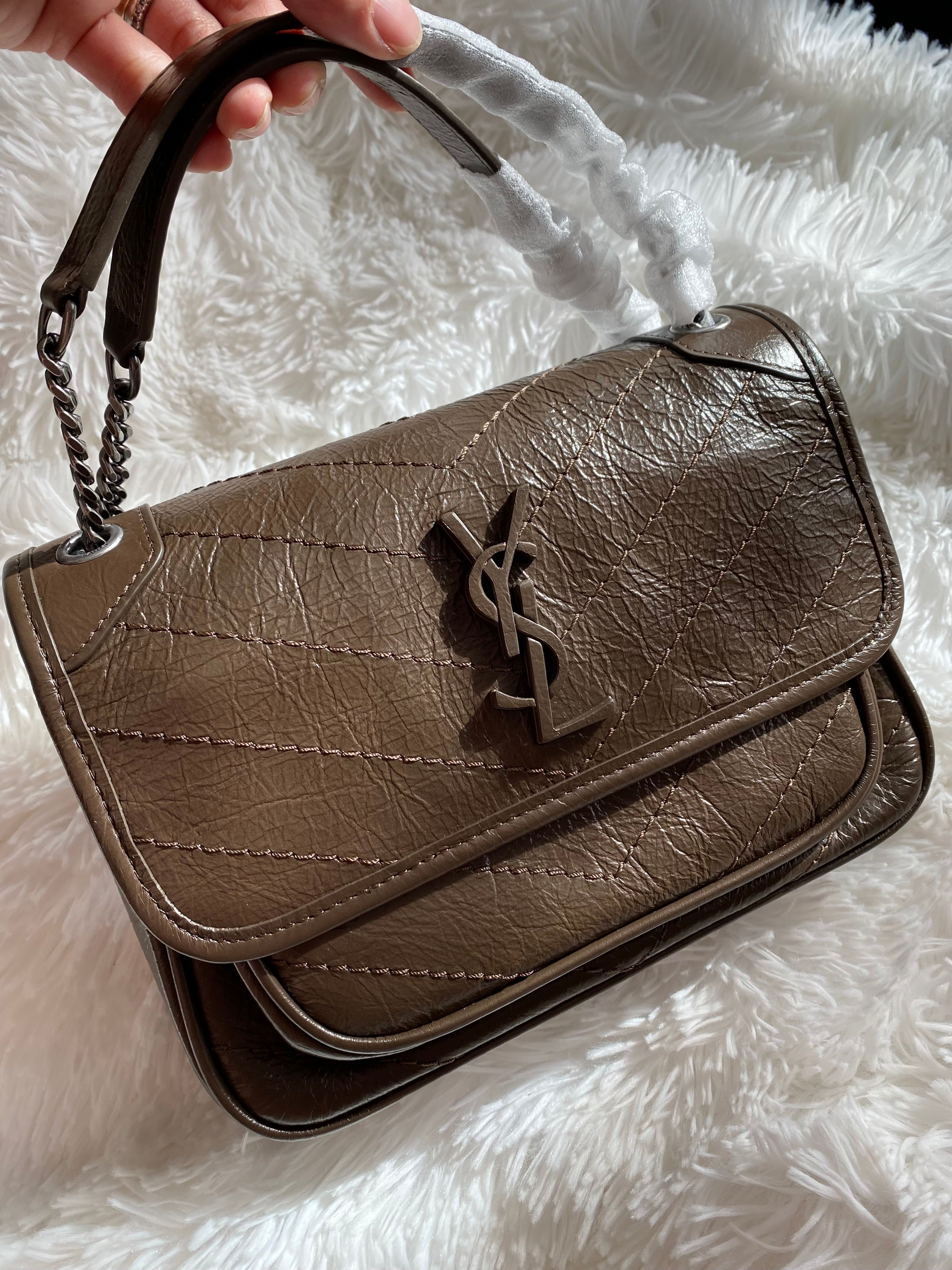 TOP Yves Saint Laurent YSL Nikki Small Bag Wrinkle Leather - Dark Green