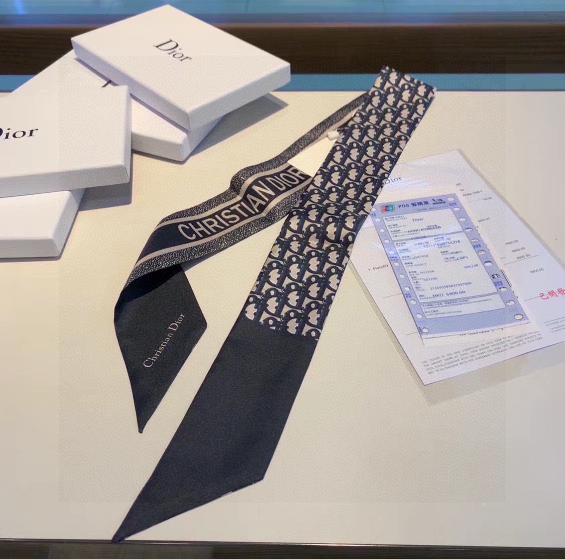 TOP Christian Dior Montaigne Mitzah Tie Scarf - 4 Color
