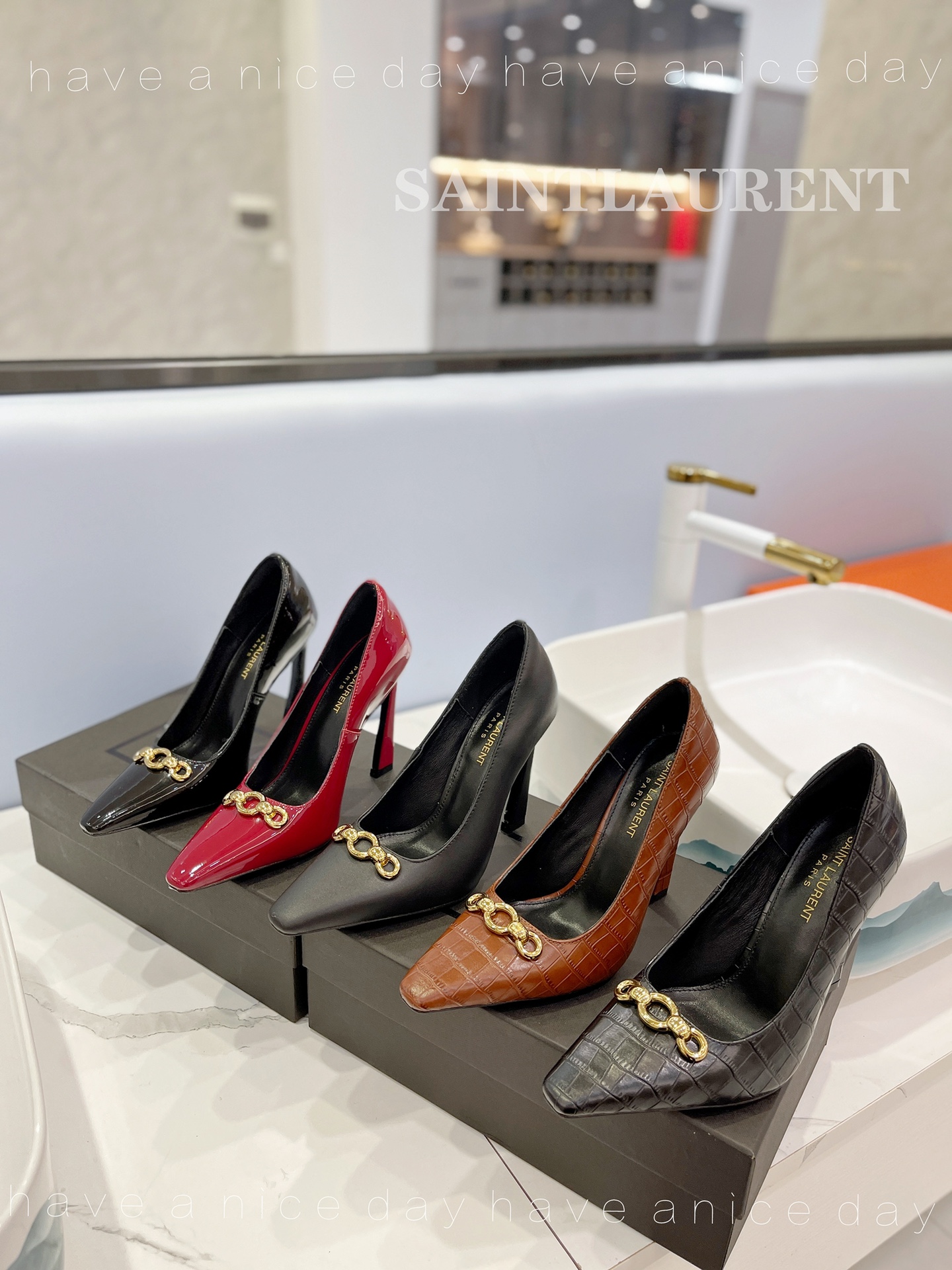 TOP Yves Saint Laurent YSL Leather High Heel Pumps- 5 Colours