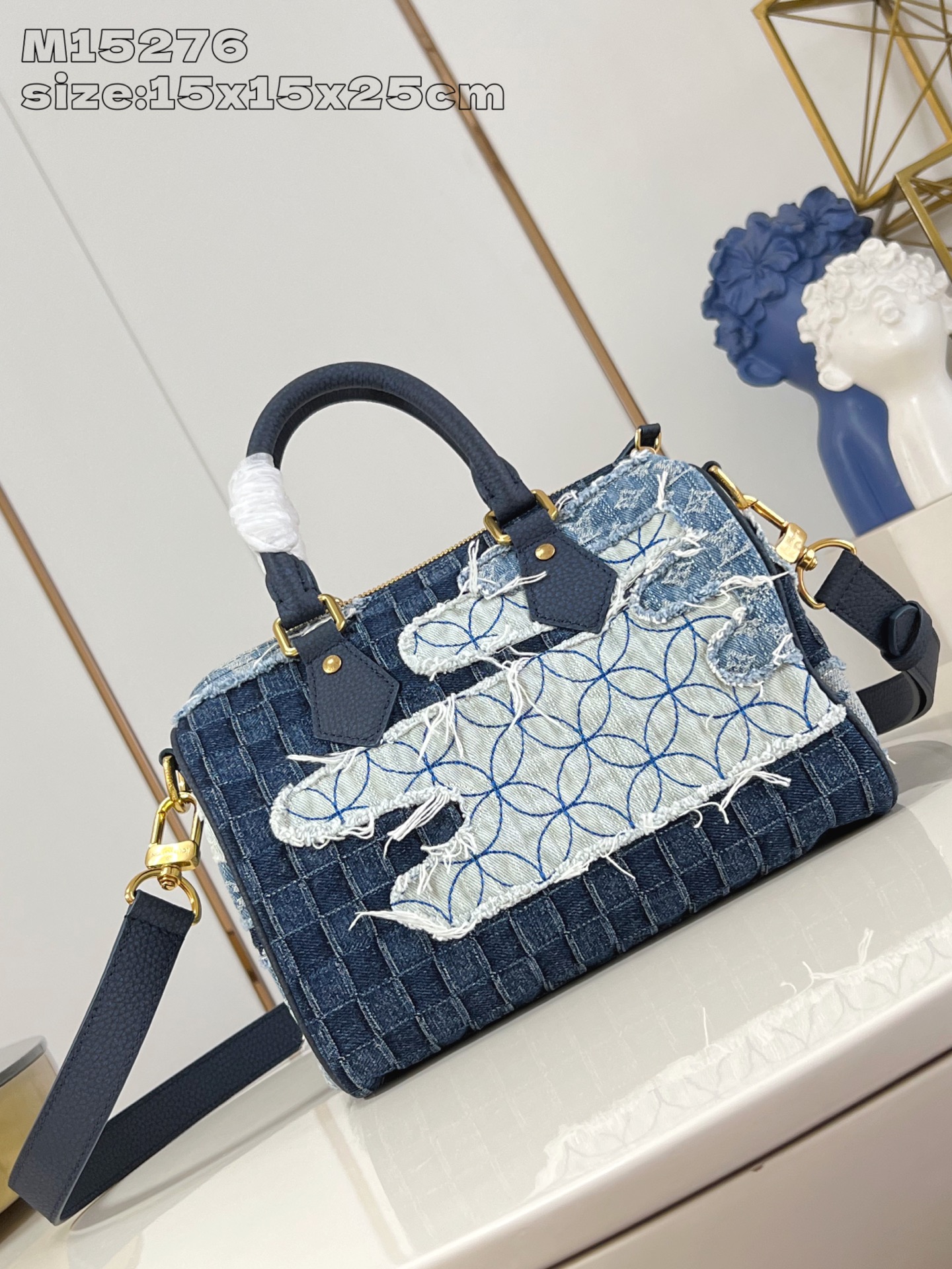 TOP Louis Vuitton LV Damier Speedy 25 Bandoulière Bag 25x15x15cm - Blue