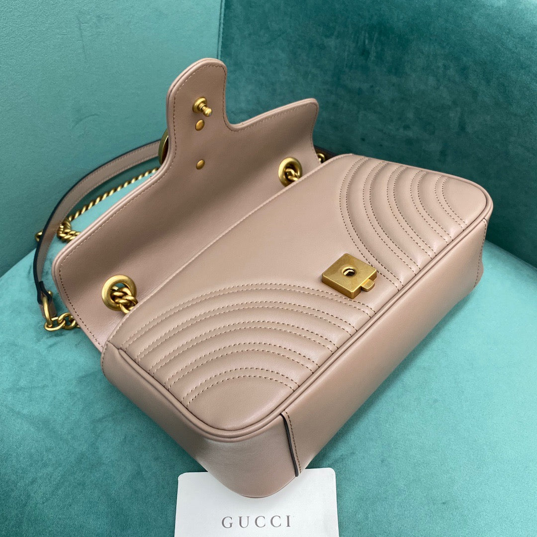 TOP GUCCI GG Marmont Bag Matelasse Mini 22cm - Dusty Rose
