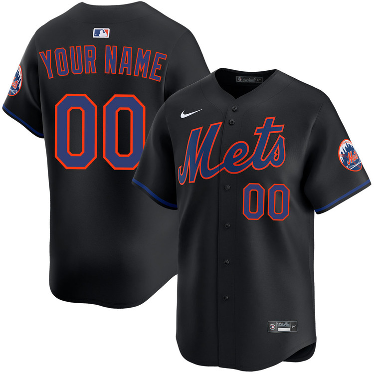 New York Mets Personalized Alternate Black Limited Custom Jersey