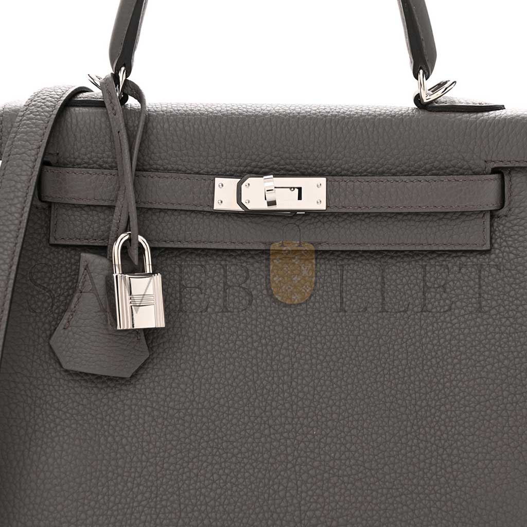 HERMÈS TOGO KELLY 25 RETOURNE ETAIN (25*17*7cm)