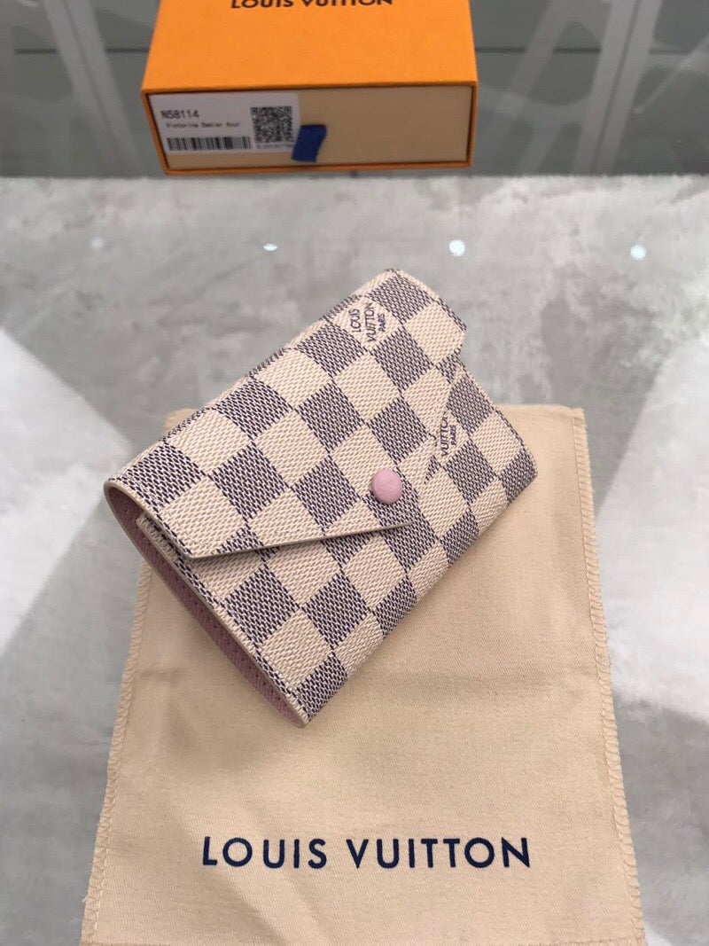 TOP Louis Vuitton LV LV Damier Azur Victorine Wallet - Pink