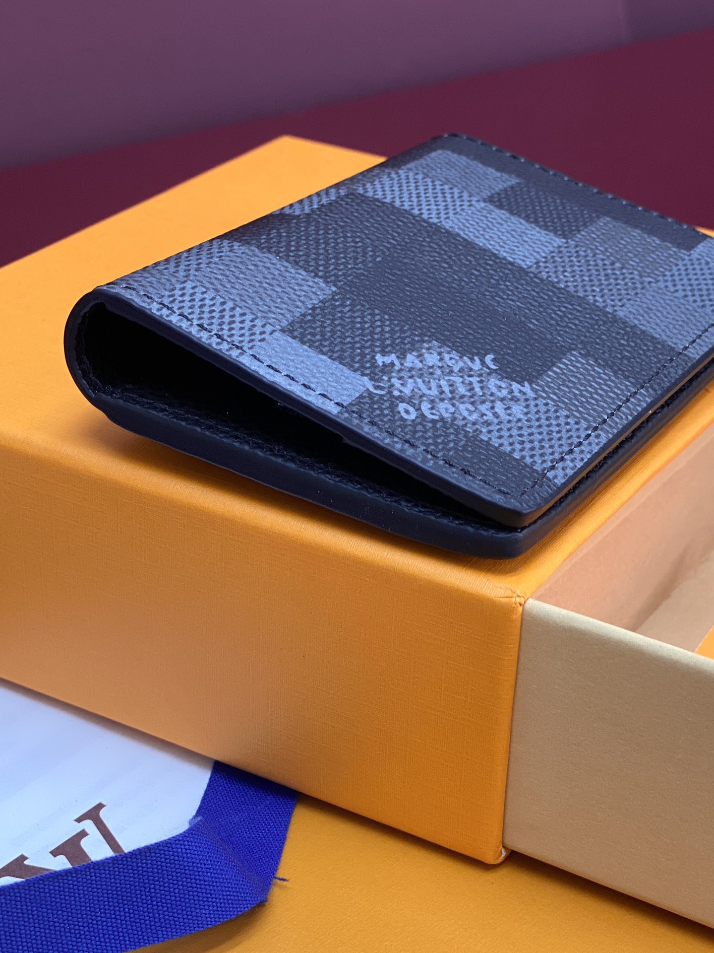 TOP Louis Vuitton LV Damier Graphite Printed Card Holder Damoflage Canvas 8x11x1cm - Black