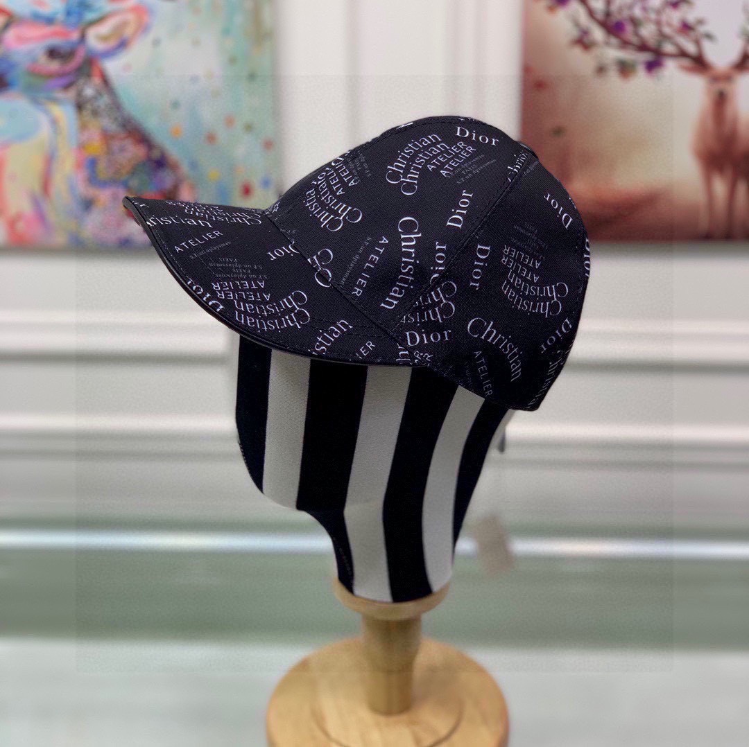 TOP Christian Dior Original Canvas Material + Top Layer Cowhide Baseball Cap - Two Colors