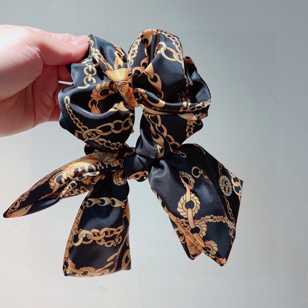 TOP HERMES Vintage Silk Bow Hair Loop - 2 Colour