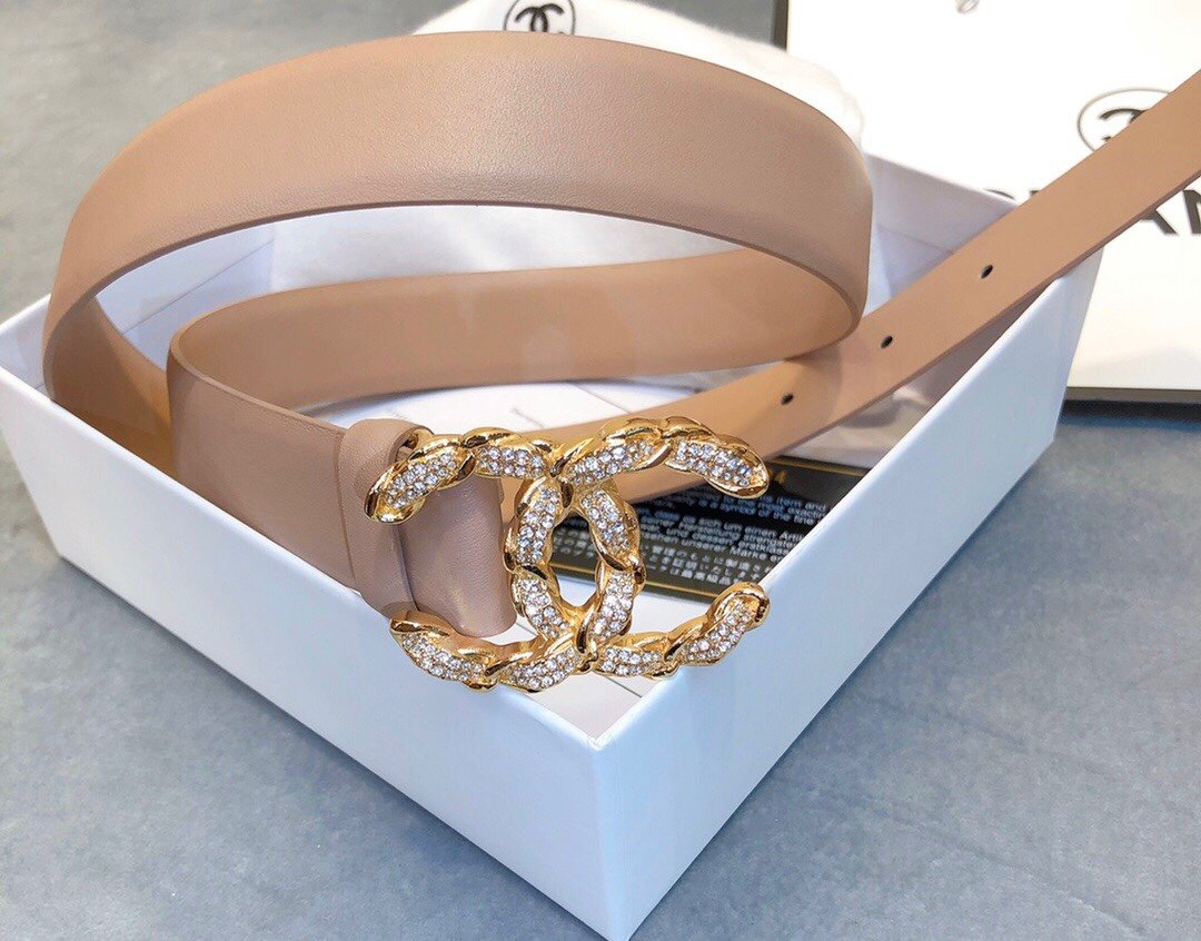Chanel Belt With Double C Buckle Beige Women Belt 30MM