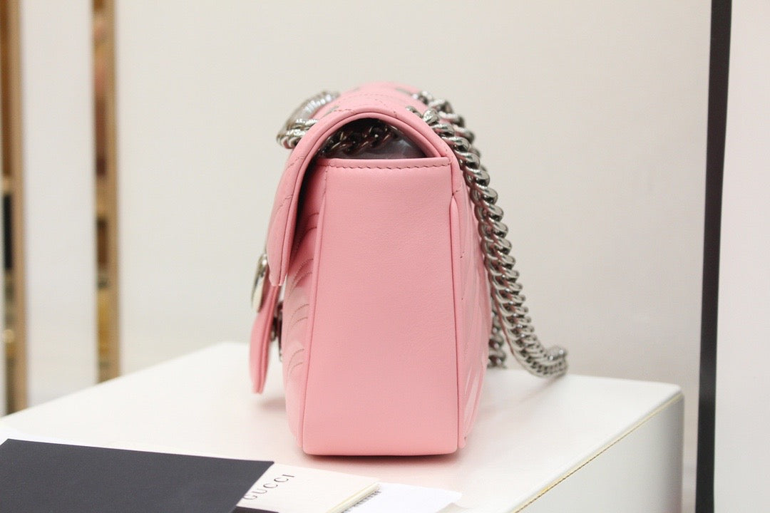 TOP GUCCI G*G Marmont Matelasse Bag Mini 22cm - Pink w SHW