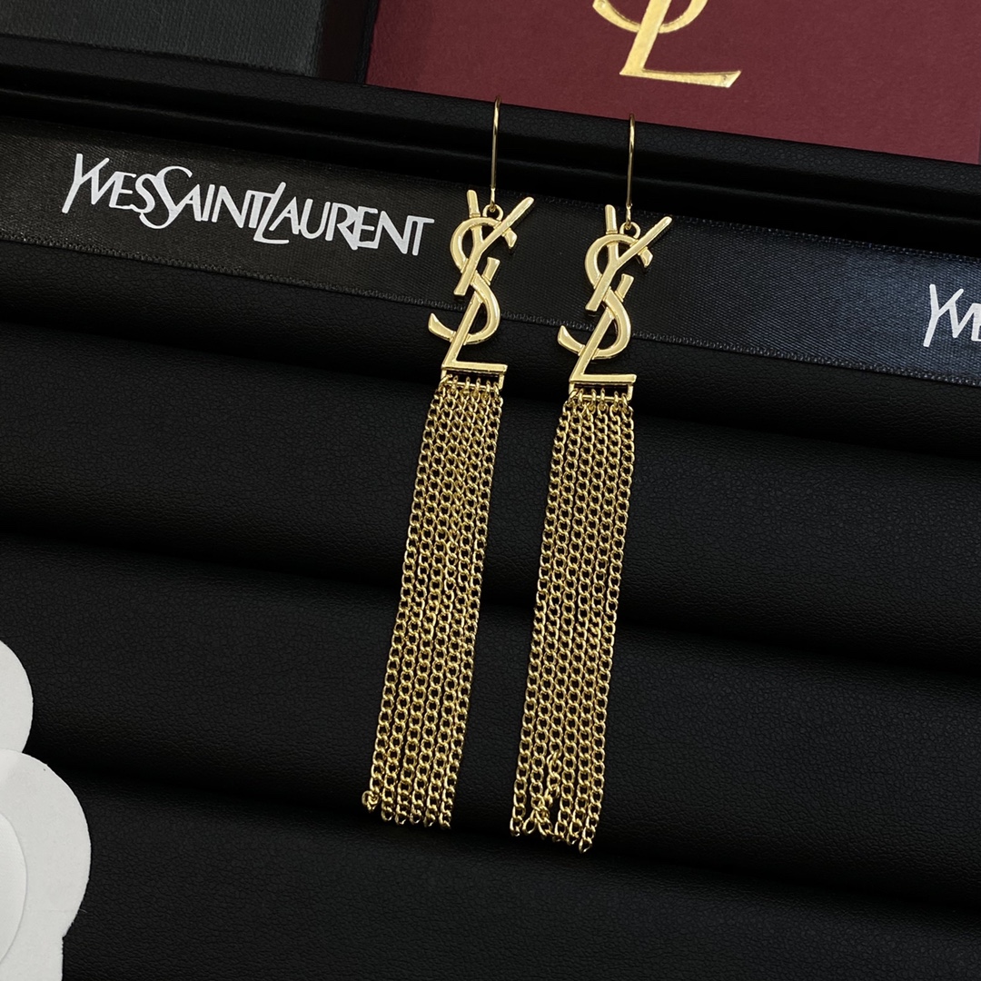 TOP Yves Saint Laurent YSL Earrings with Tassel - 2 Color
