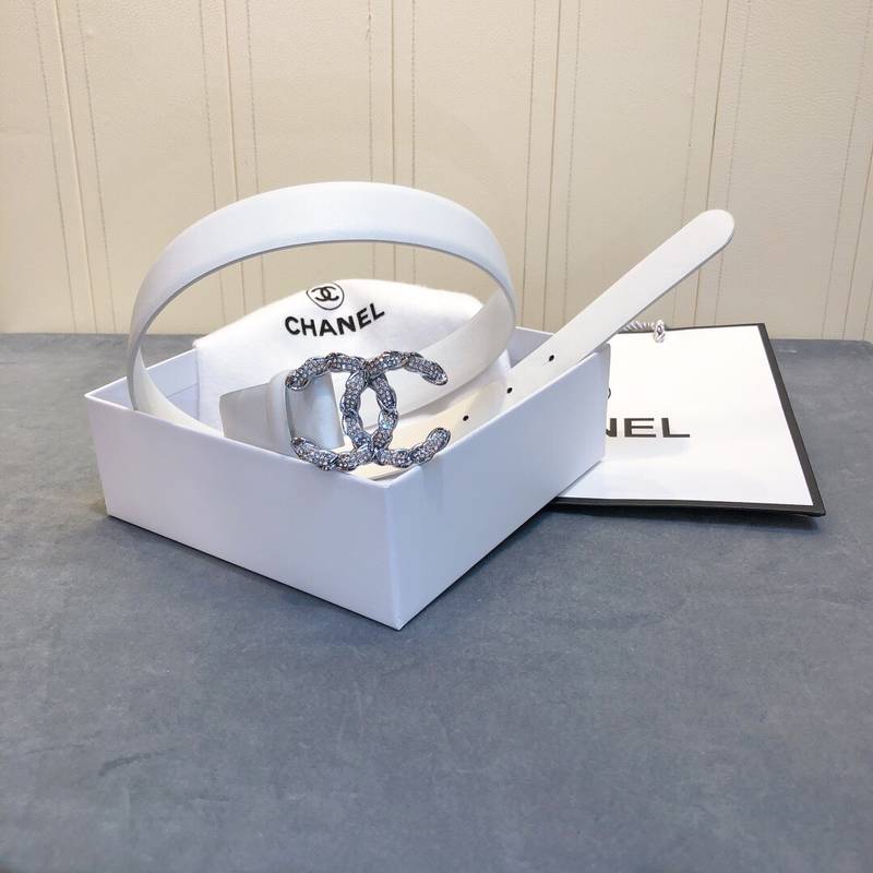 Chanel Belt With Double C Buckle White Women Belt 30MM