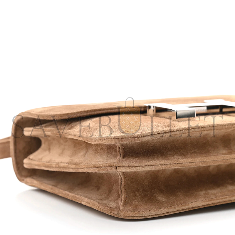 HERMES MASTER CONSTANCE 18 MARRON GLACE VEAU DOBLIS SUEDE PALLADIUM HARDWARE (18*15*4cm)