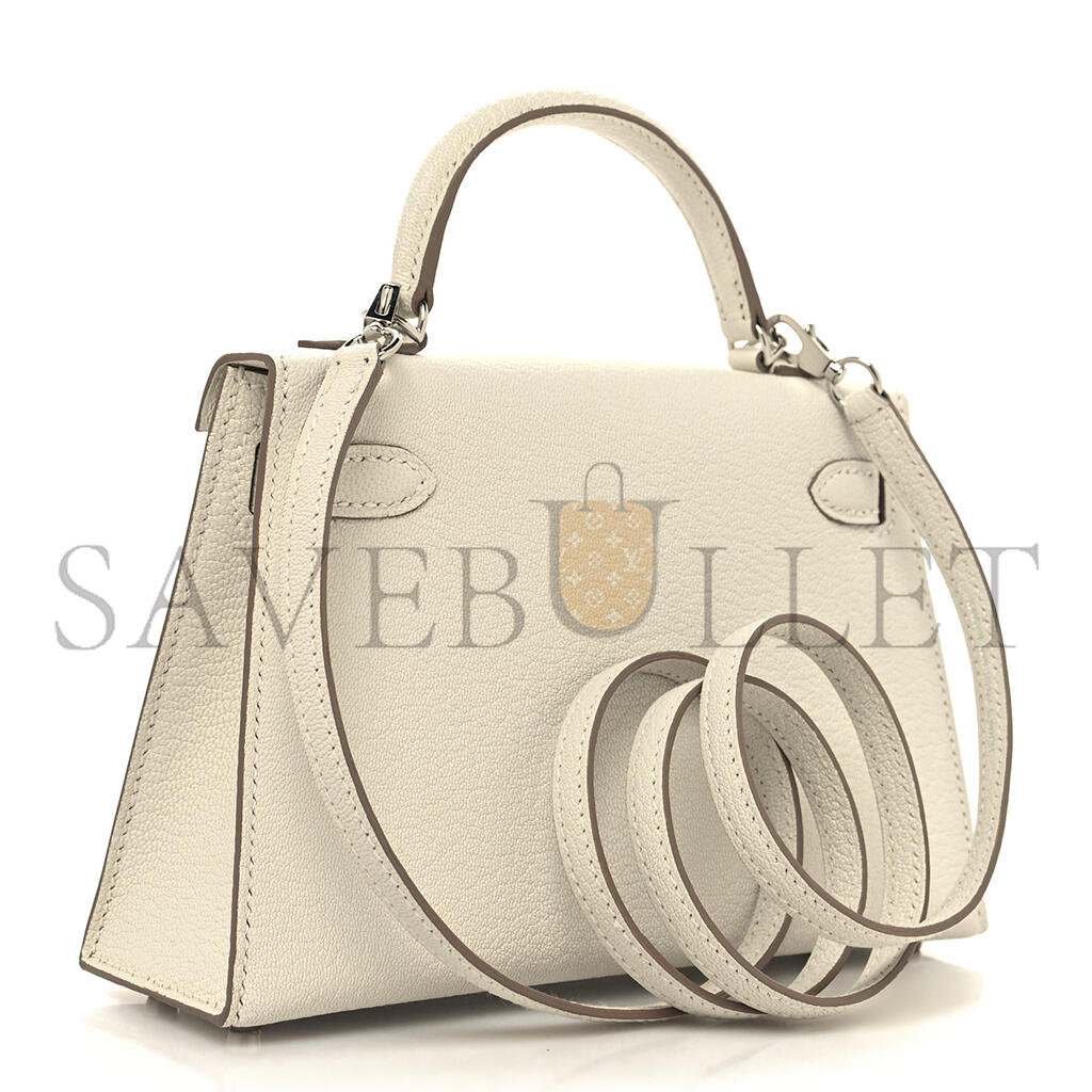 HERMÈS CHEVRE MYSORE MINI KELLY II MUSHROOM (19*12*5.5cm)