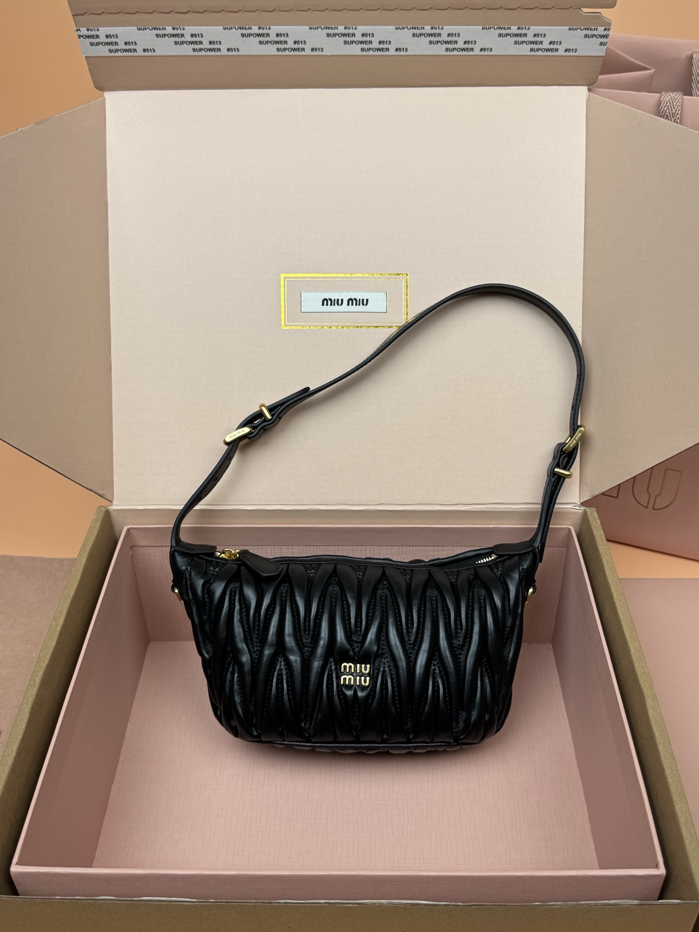 TOP Miu Miu Wander Matelasse Lambskin Hobo Bag 15x8.5x8cm - 4 Colors