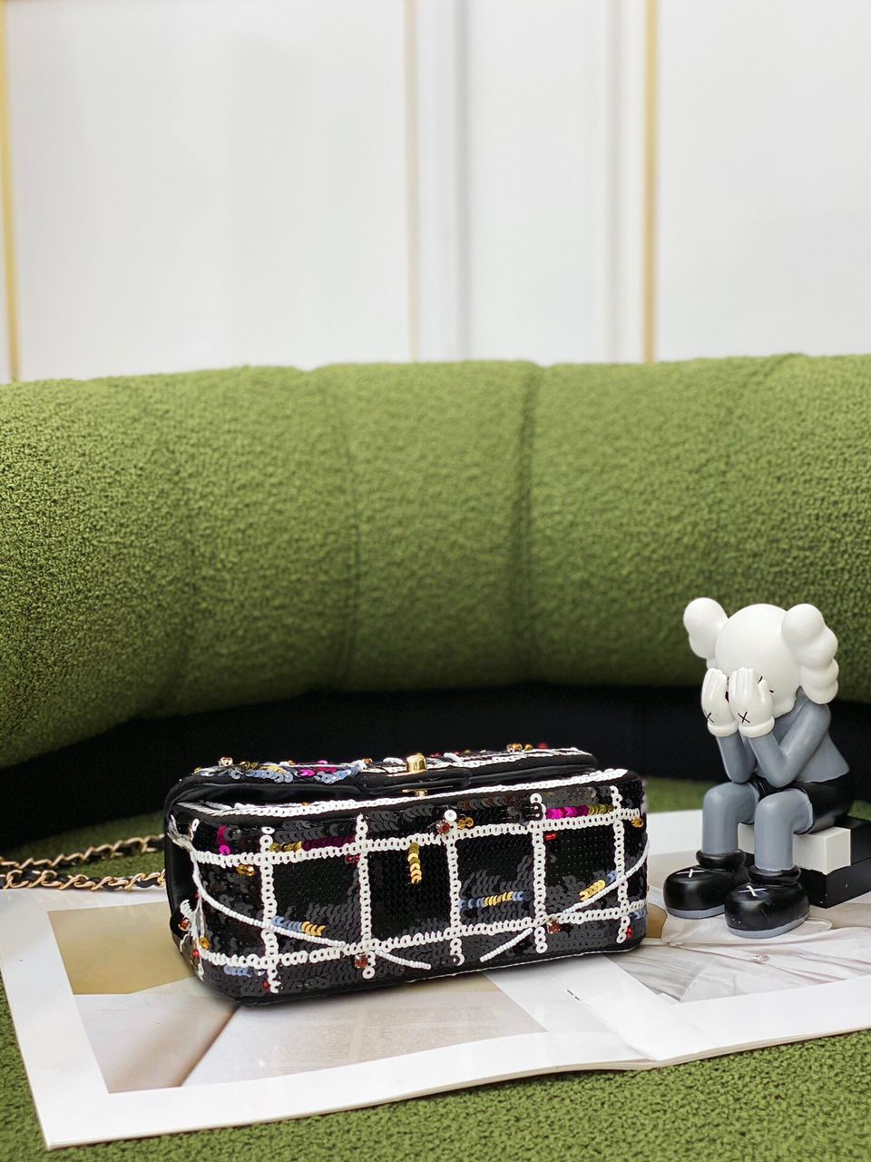 TOP CHANEL Classic Flap Bag Sequins Mini 20cm - Black