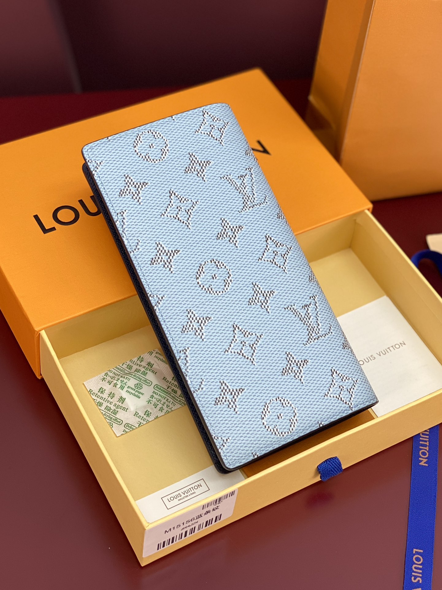 TOP Louis Vuitton LV Brazza Wallet in Monogram Heritage Coated Canvas / Calfskin 10x19x2cm - Blue