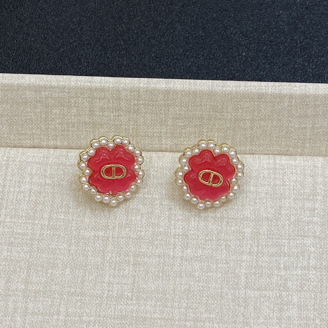 TOP Christian Dior Earrings -Red