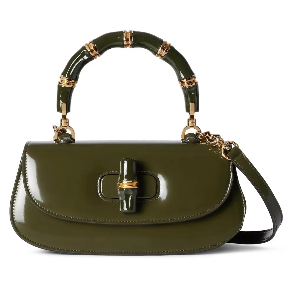 TOP GUCCI GG Bamboo Diva Handbag 26.6x 13 x 8 cm - Green
