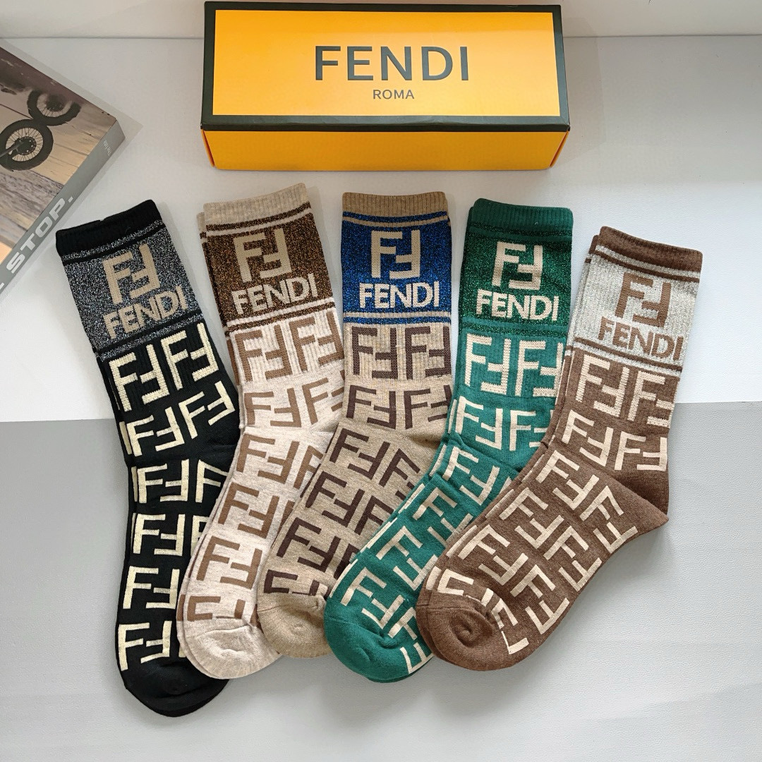 TOP FENDI Socks - 5 Pieces as a Set