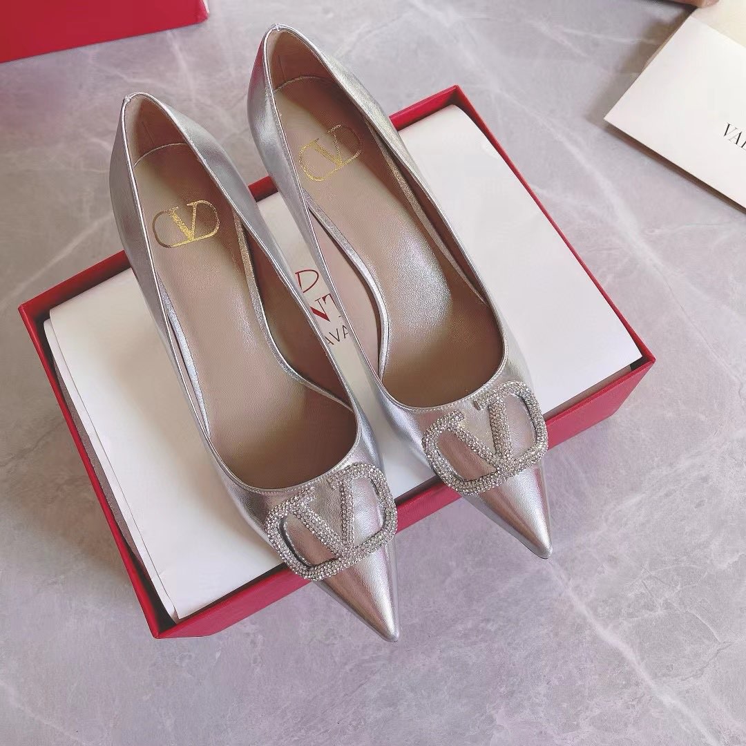 TOP VALENTINO Crystal Diamond Buckle High Heels
