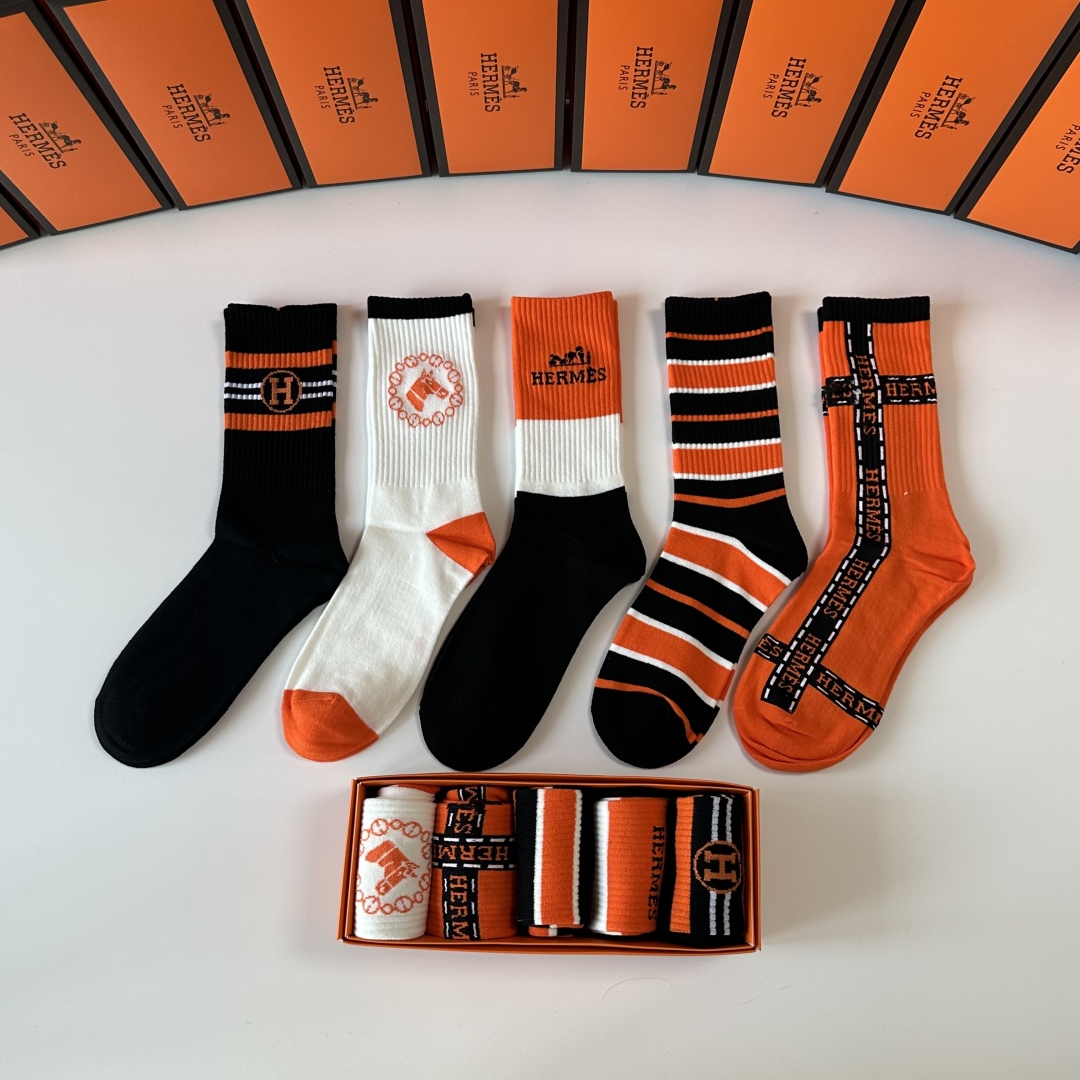 TOP HERMES Socks - 5 Pieces as a Set