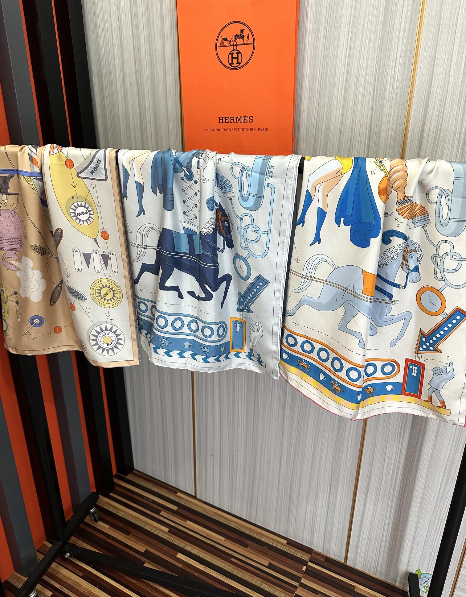 TOP HERMES Square Silk Scarf 90X90cm - 3 Colors