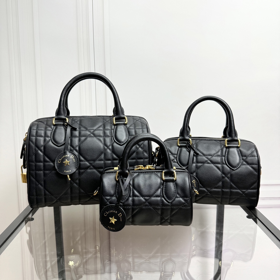 TOP Christian Dior Groove 16/20/25 Bag Calfskin 16.5x10x8cm/20.5x13.5x12cm/25x19x16cm - Black