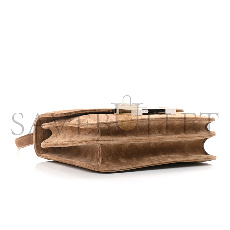 HERMES MASTER CONSTANCE 18 MARRON GLACE VEAU DOBLIS SUEDE PALLADIUM HARDWARE (18*15*4cm)