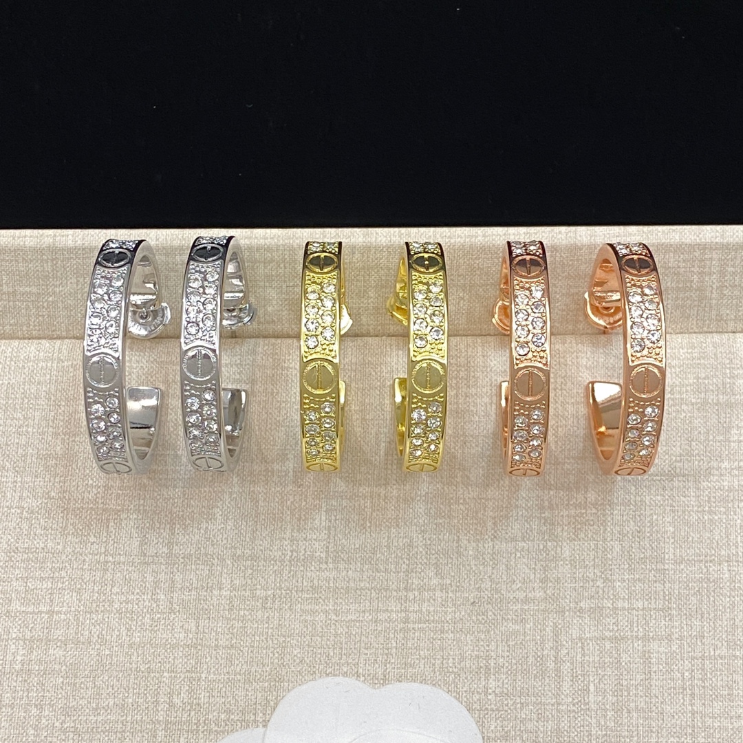 TOP Cartier Round Earrings - 3 Color