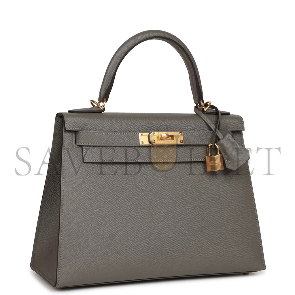 HERMÈS KELLY SELLIER 28 GRIS MEYER EPSOM GOLD HARDWARE (28*22*10cm)