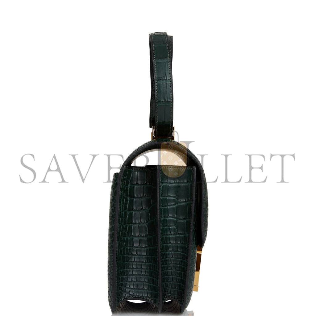 HERMES MASTER CONSTANCE 24 VERT FONCE MATTE ALLIGATOR GOLD HARDWARE (24cm)