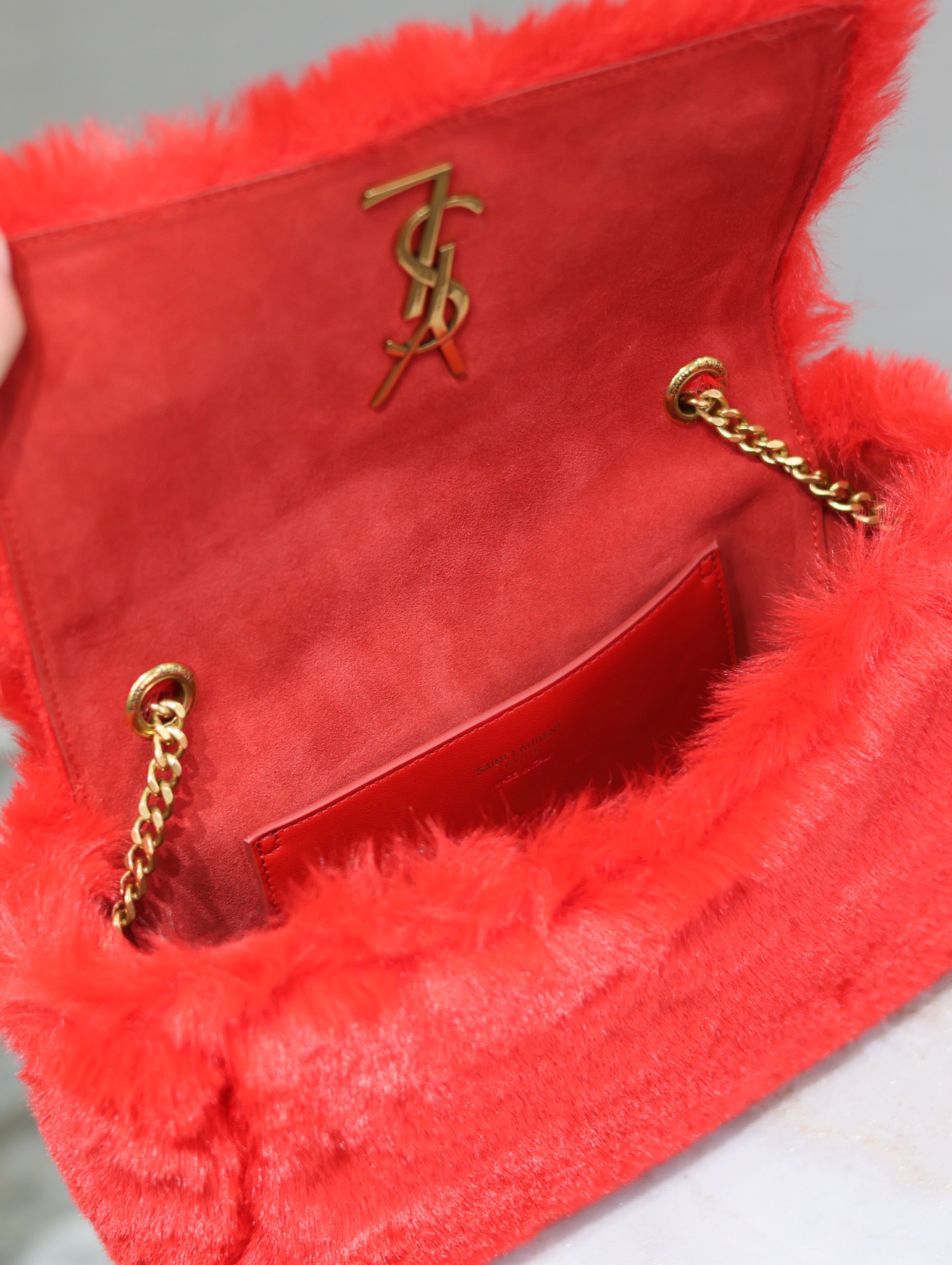 TOP Yves Saint Laurent YSL Kate Suede&Rabbit Fur Double-Sided Bag - 22×14×5cm - 3 Colors&GHW