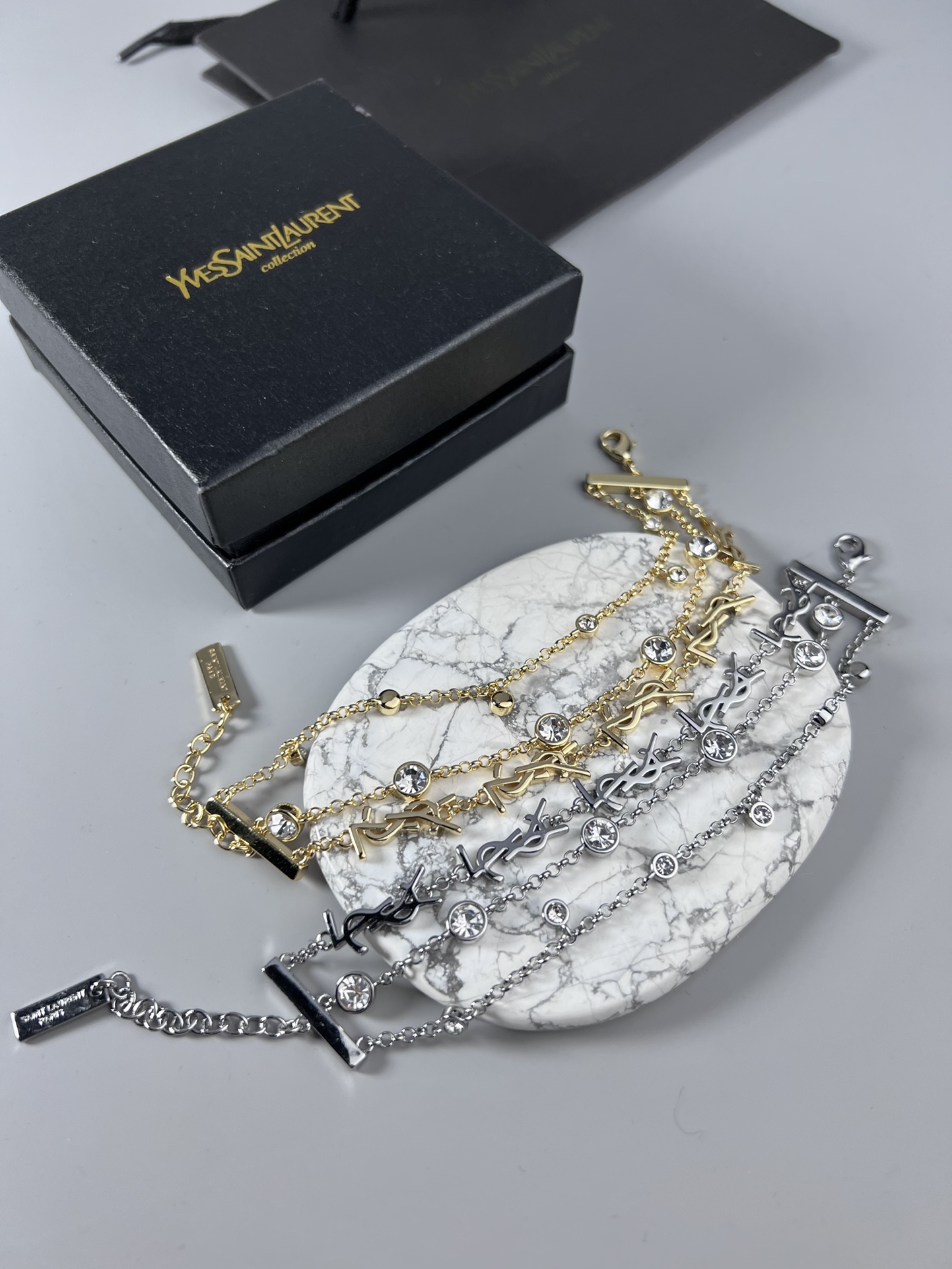TOP Yves Saint Laurent YSL Metal Logo Bracelet - 2 Color - YSL