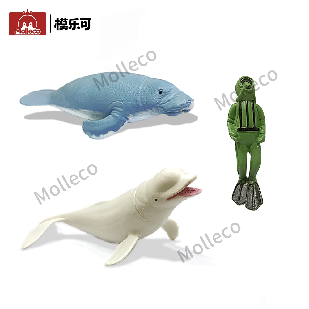 Molleco Marine  Animal Figure Toys for Kids and Children Beluga Whale+Manatee+Diver CP035