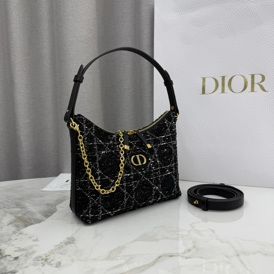 TOP Christian Dior Miss Caro Diorling Mini Bag with Chain 21x17x7cm - Black