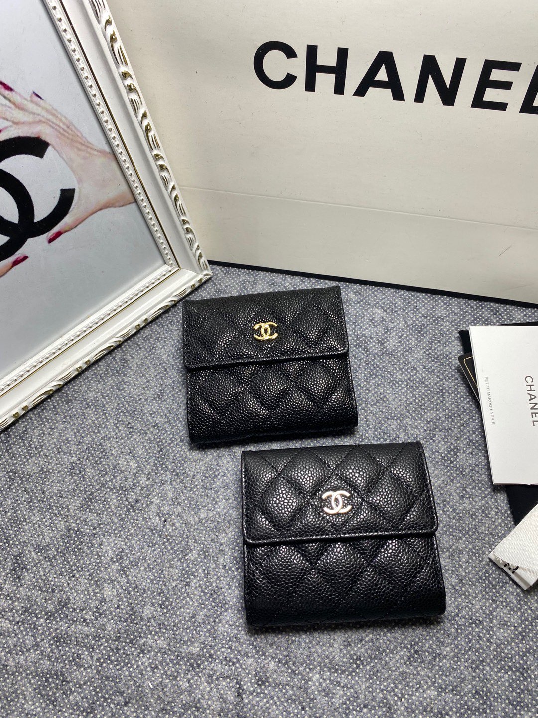 TOP CHANEL Wallet Cowhide 11*10*3cm - Black