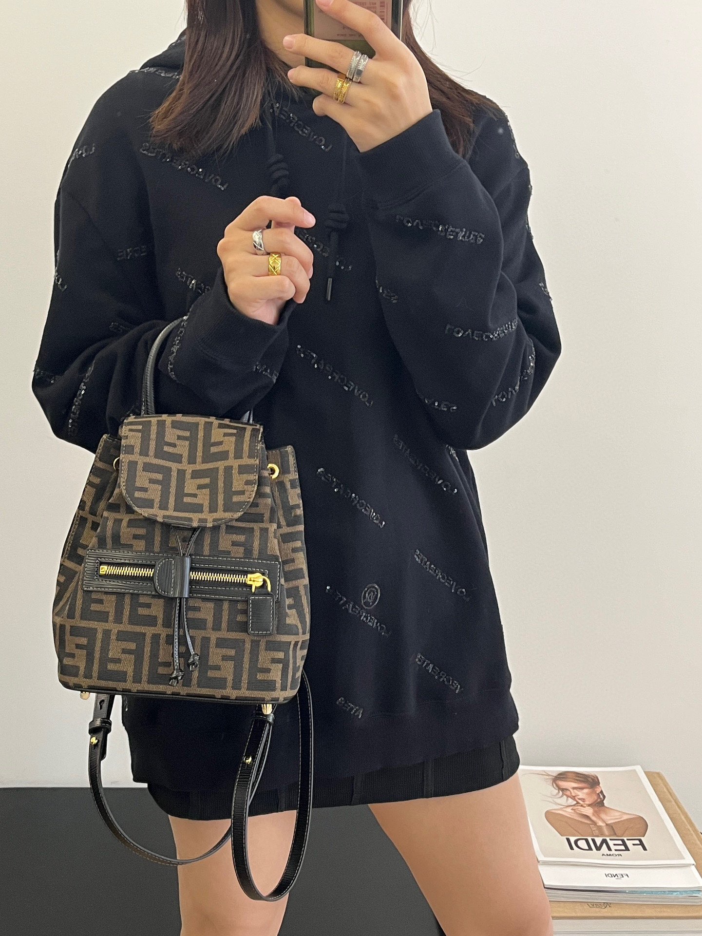 TOP FENDI Mini Retro Backpack - 18.5x24x10cm
