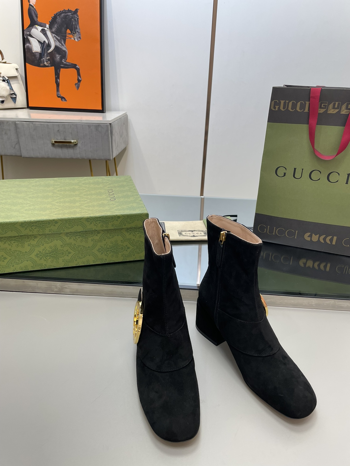 TOP GUCCI Round Interconnected Dual GG Boots - 5.5CM - 5 Colors