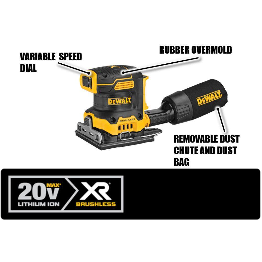 20V MAX XR Cordless Brushless 1/4 Sheet Variable Speed Sander (Tool Only)